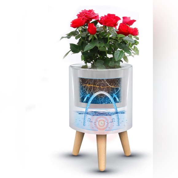 Smart Plant Watering Pot with Alarm and Decorative Wooden Legs - Picture 3 of 10